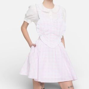 NWT Hot Topic Pink And White Plaid Heart Skirtall